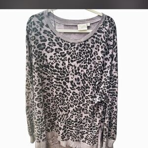 Cozy Gray Leopard Pullover Size 3X